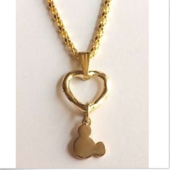 Mickey Mouse Ears Necklace Heart Gold 23" PlusSize - Picture 5 of 8